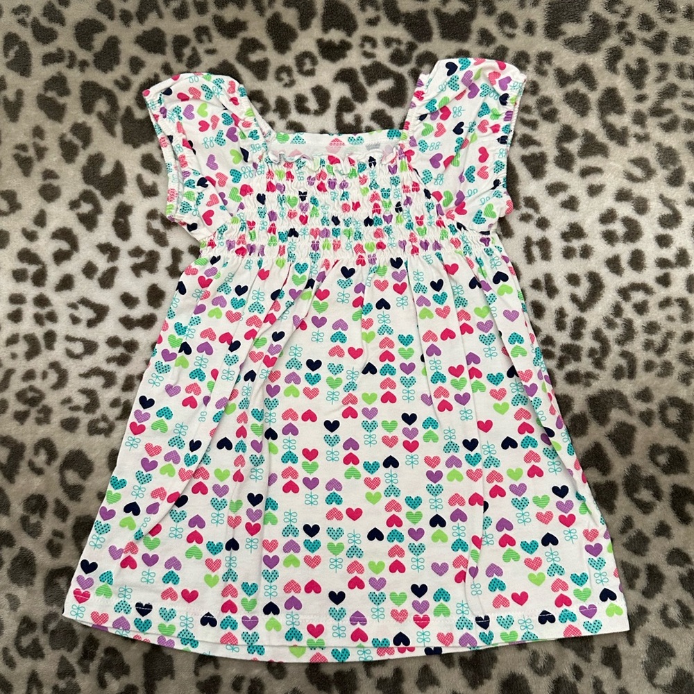 NWOT Jumping Beans Smocked Short Sleeve Top in Heart Print White Size 4T Girls